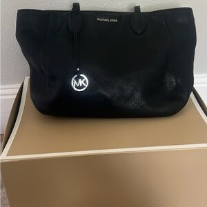 Michael Kors Black Tote Bag with Silver Accents